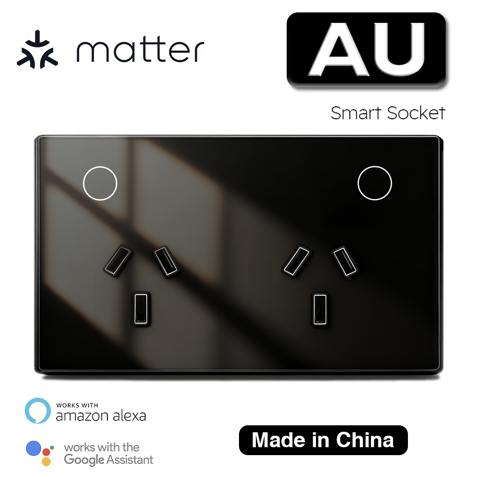 Matter スマートウォールソケット 120 タイプ AU プラグコンセント 16A 電源タッチスイッチワイヤレスリモコン by Alexa Google Home