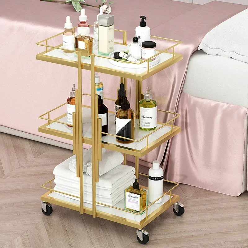 高級鉄サロントロリーマニキュアモバイルツールカート現代商業多層収納美容家具