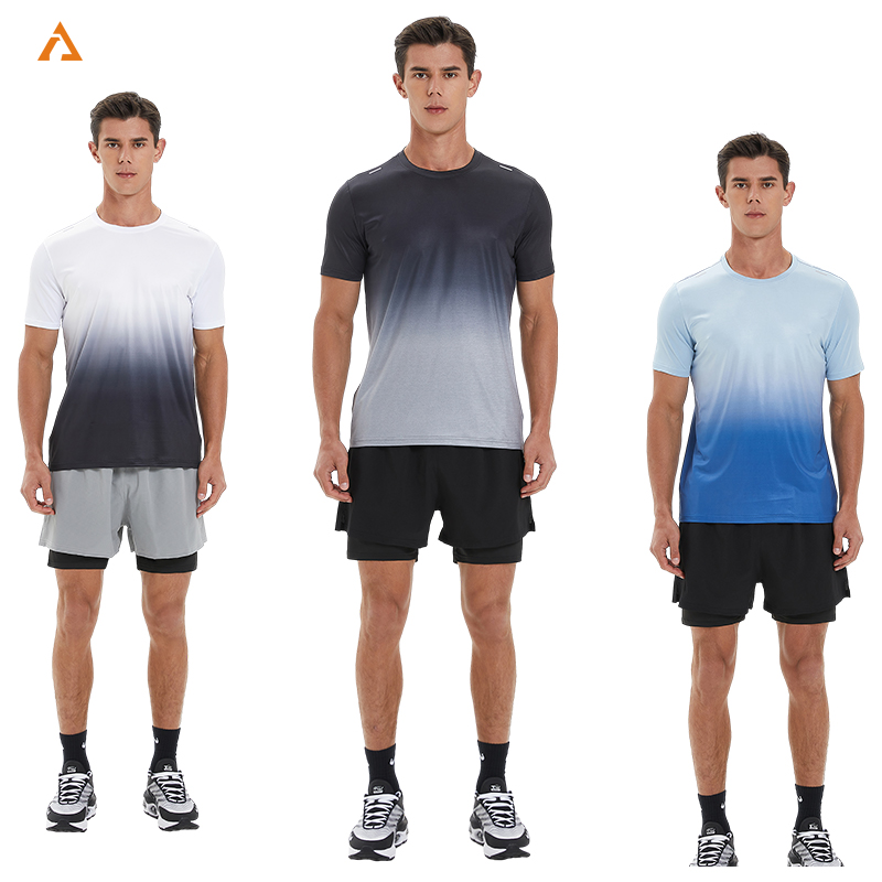 卸売メンズ半袖スポーツ tシャツクイックドライランニング tシャツ通気性フィットネスシャツトップジムトレーニングカジュアル服 A81