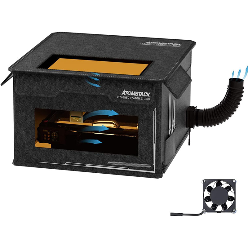 ATOMSTACK FB2 FB2PLUS レーザー彫刻機エンクロージャ排気ベントパイプ耐火防塵折りたたみ式保護カバー臭気ノイズ低減