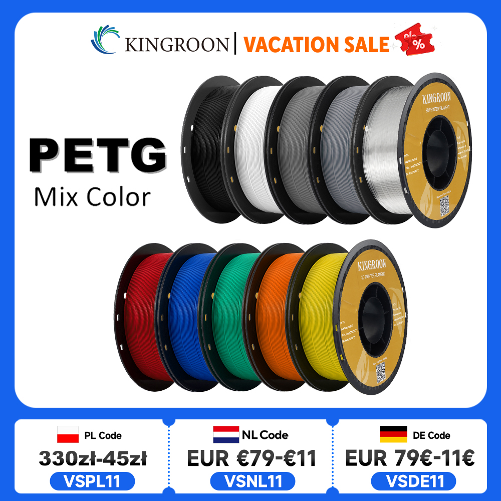 KINGROON PETG 3D プリンタフィラメント 1.75 ミリメートル 5 キロ 10 キロミックスカラー 3D 印刷材料 1 キロ/ロール petg プラスチック FDM 3dprinter