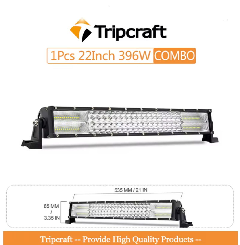 22 インチ 396 ワット 7d オフロード LED ライトバー湾曲 LED ドライビングライト 4x4 オフロードトラック SUV ATV トラクターボート 12v 24v 4x4 Led バーランプ