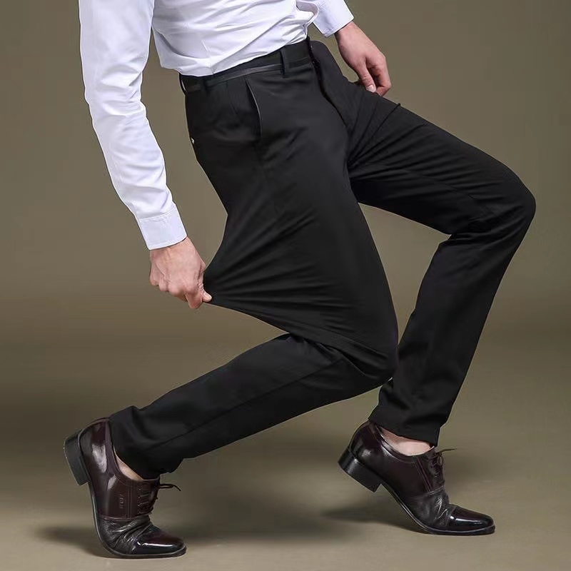 メンズ夏のファッションビジネスカジュアル長ズボンスーツパンツ男性弾性ストレートフォーマルズボンプラスビッグ Size28-40