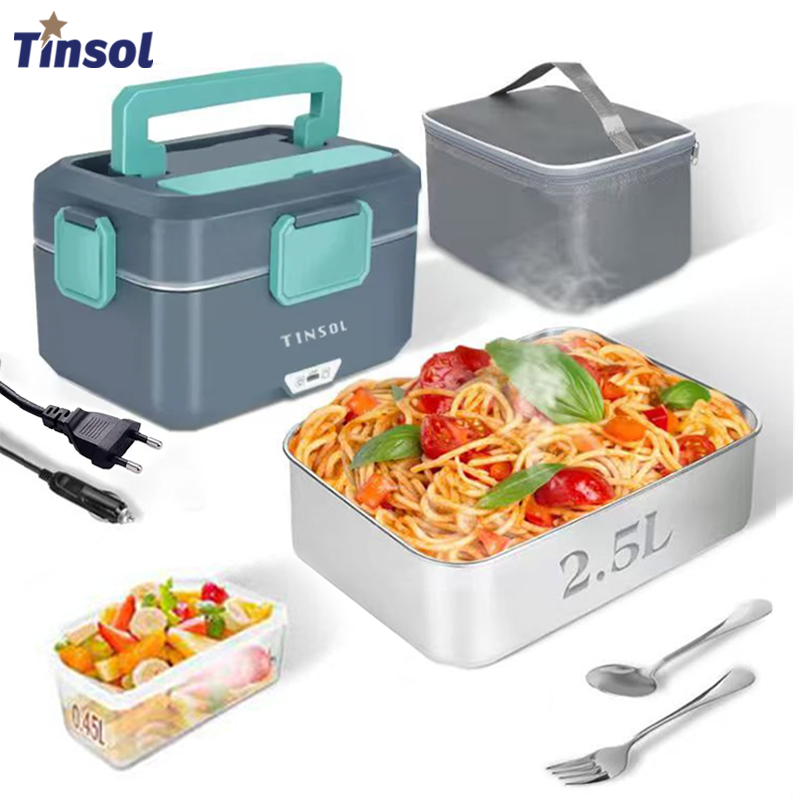 TINSOL 新 3.5L 電気加熱弁当箱水詰め替え食品加熱弁当箱車の仕事ランチヒーター 90 ワット高速加熱