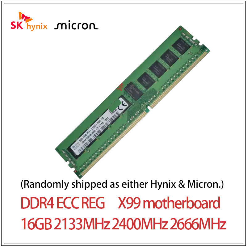 SK Hynix/Micron DDR4 8GB 16GB 2133P 2400T 2666V 1Rx4 2RX4 PC4 2133MHz 2400MHz 2666 ECC REG RDIMM X99 RAM 32GB サーバーメモリ