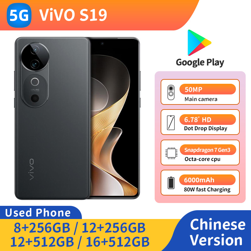 VIVO S19 5g RAM 8GB/12GB/16GB Android スマートフォン画面 6.78 インチ 50MP カメラ 6000mAh バッテリーオリジナル中古電話
