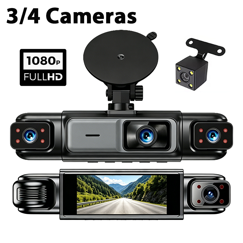車 DVR ダッシュカム 3/4 レンズブラックボックス FHD 1080P ナイトビジョン 24 時間駐車 G センサーループ録画ビデオレコーダー車のカメラ