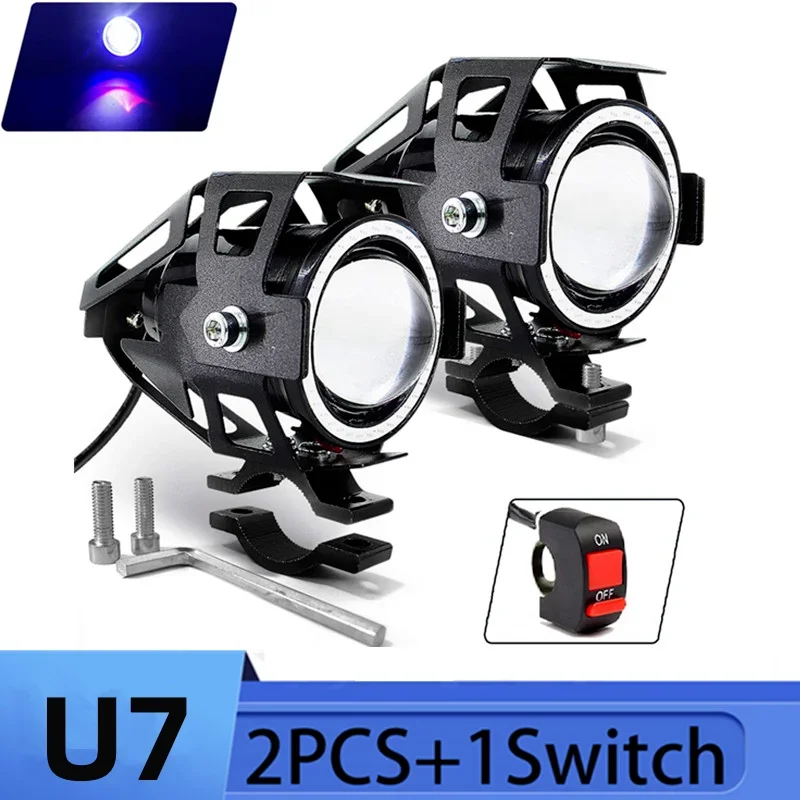 U7 LED 補助高輝度オートバイエンジェルアイヘッドライトユニバーサルモト補助ミニ LED ドライビングランプ Ith スイッチ