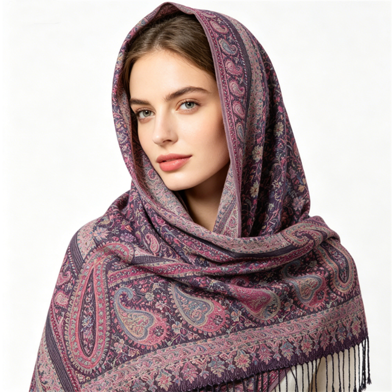 Bohe Style Paisley Jacquard Scarf Women's Shawls Female Head Wraps Winter Pashmina Ethnic Fringed Travel Scarves
