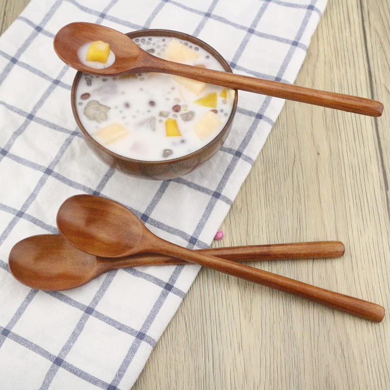 2 個木のスプーンスープスプーン食器キッチン調理器具ツールスープ環境に優しい製品調理スプーン