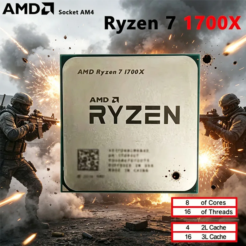 AMD Ryzen 7 1700X R7 1700X 3.4 GHz 8 コア CPU プロセッサ YD170XBCM88AE ソケット AM4 ルースピース