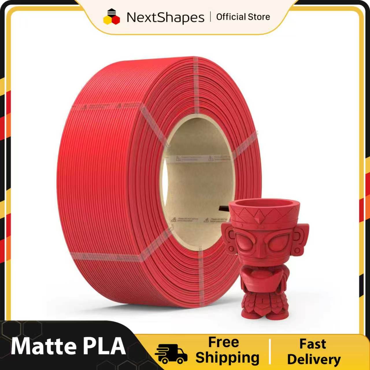 NextShapes 3D マット PLA プリンター フィラメント 1KG 1.75mm きれいに巻かれた PLA フィラメント、マット仕上げプリント、99% FDM 3D プリンター