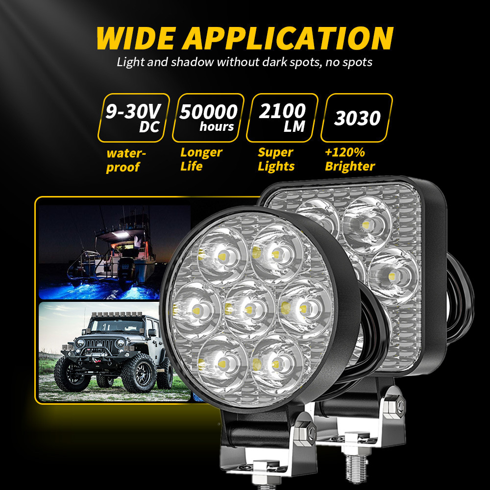 12-24V ユニバーサルワークライトミニ LED オフロードトラック運転 21 ワットドライビングランプオートバイジープスポットライト 6500K 屋外スポットライト