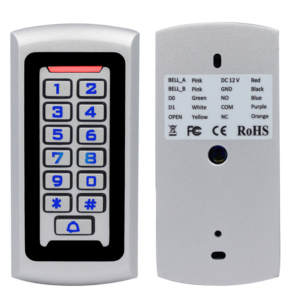 バックライト金属キーパッド Wiegand RFID カードリーダー 125khz アクセス制御システム近接カードスタンドアロン 2000 ユーザードアロック