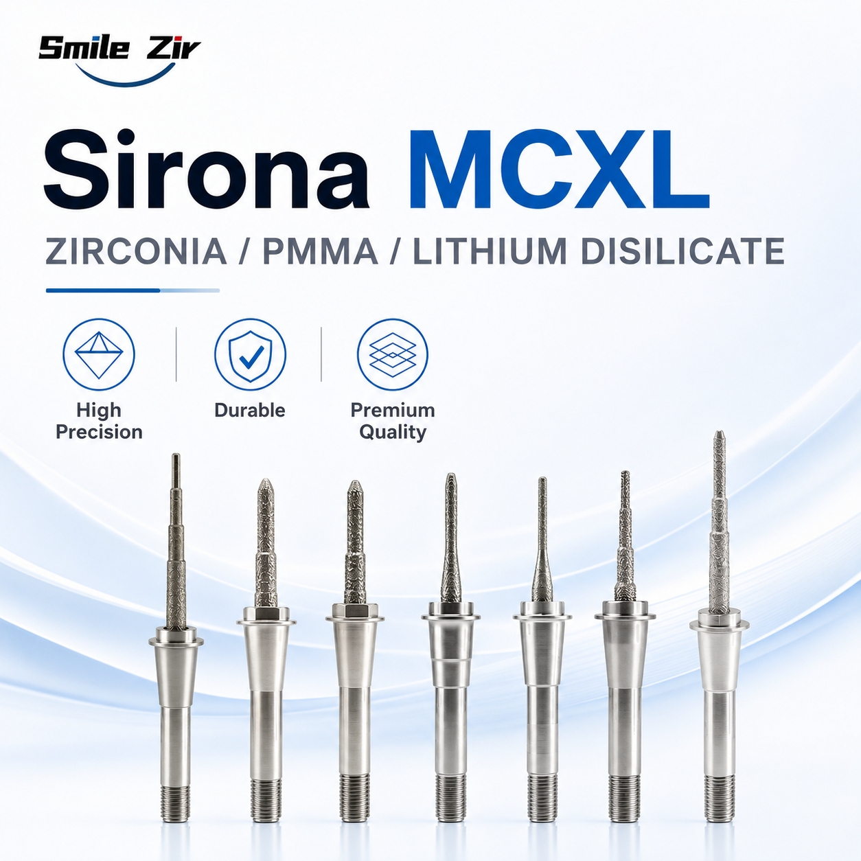 Sirona Cerec MCXL フライスバー ステップバー 12 秒シリンダー尖ったバー、二ケイ酸リチウムブロック研究所用 Cad Cam システム用