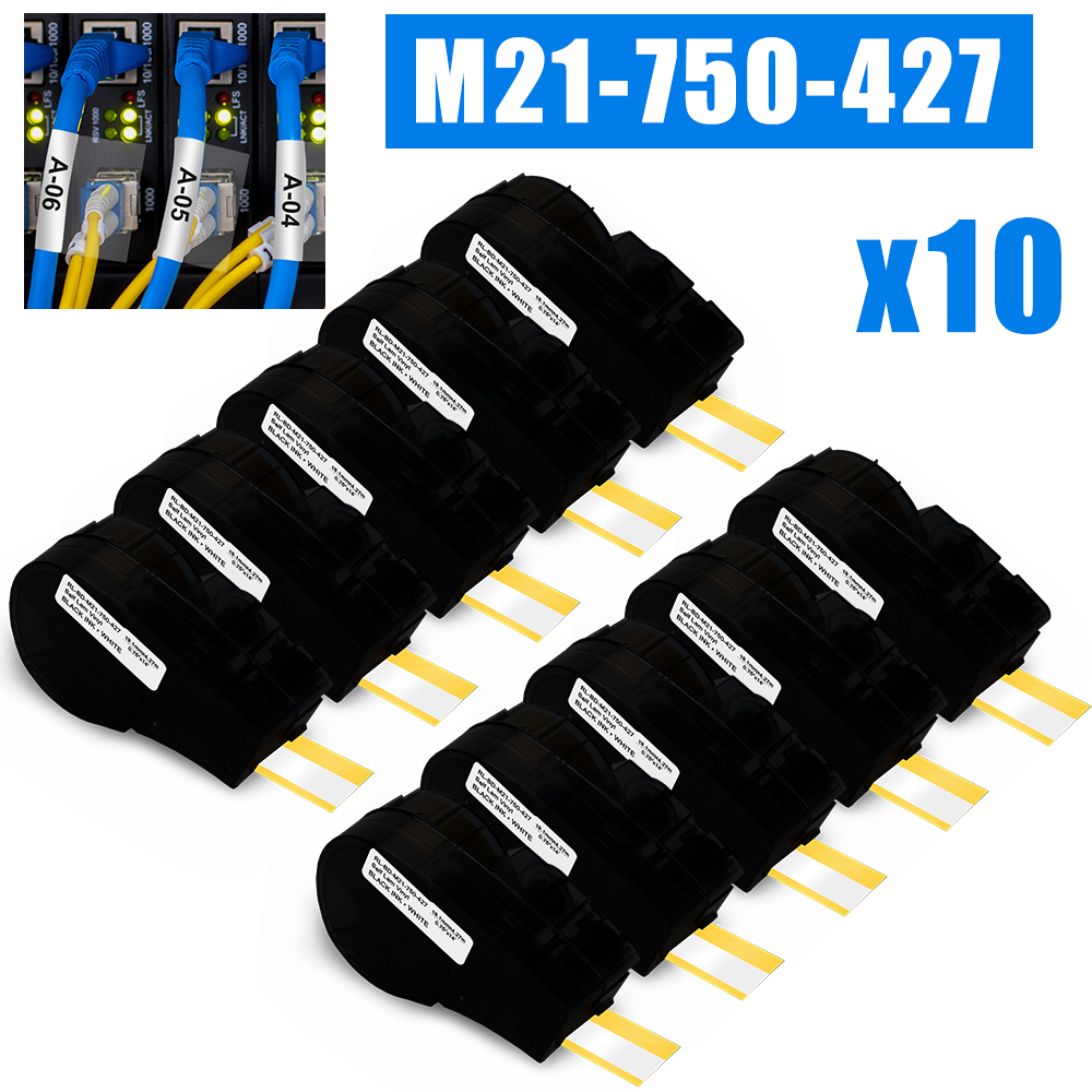 1-10PK セルフラムビニールラベルテープ M21-750-427 互換 Brady BMP21 プラス BMP21 M21 ラベルカートリッジ m21 750 427 ホワイトリボン