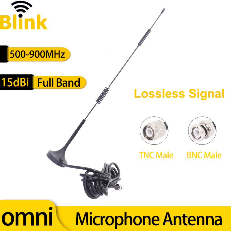 ワイヤレスマイクフルバンドアンテナ500-900MHzパワーアンプ磁気ベースTNC BNCオスロスレス強力信号ブースター用