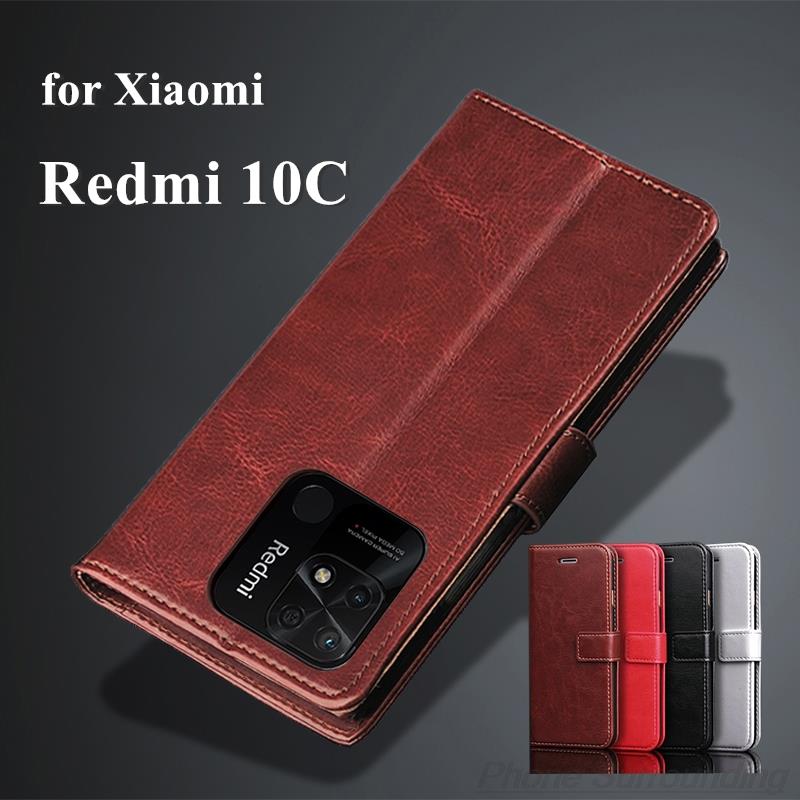 Redmi 10C 高級財布ケース Xiaomi Redmi 10C Pu レザーケース電話カバーカードホルダーホルスター電話シェル Fundas
