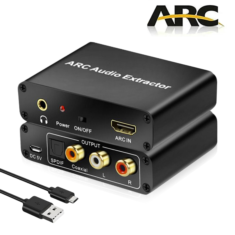 192KHz HDMI ARC オーディオアダプタ抽出デジタルアナログオーディオコンバータ DAC SPDIF 同軸 RCA 3.5 ミリメートルジャック出力テレビモニター用