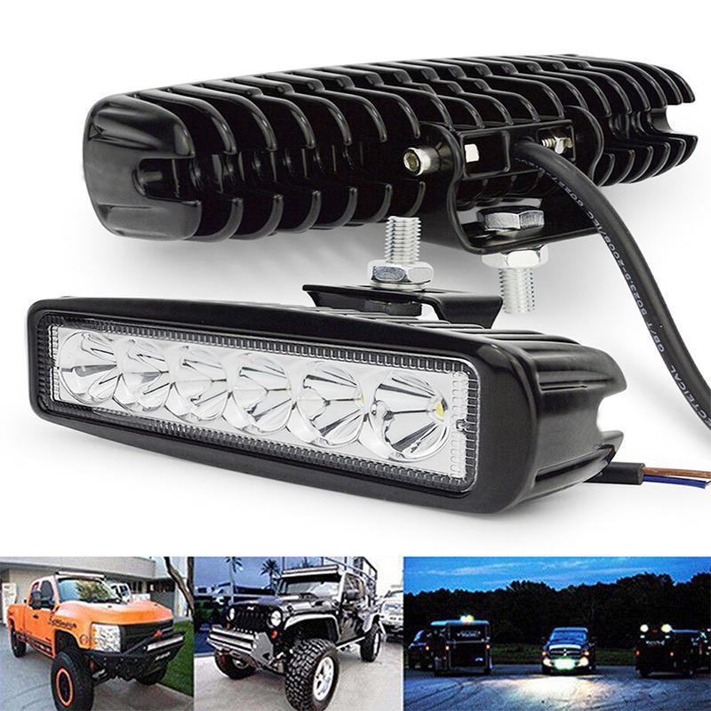 6 インチ 18 ワット 6 LED 12 V/24 V 車作業灯防水オフロード SUV トラックヘッドライト運転警告ランプ 6000 K アルミ合金