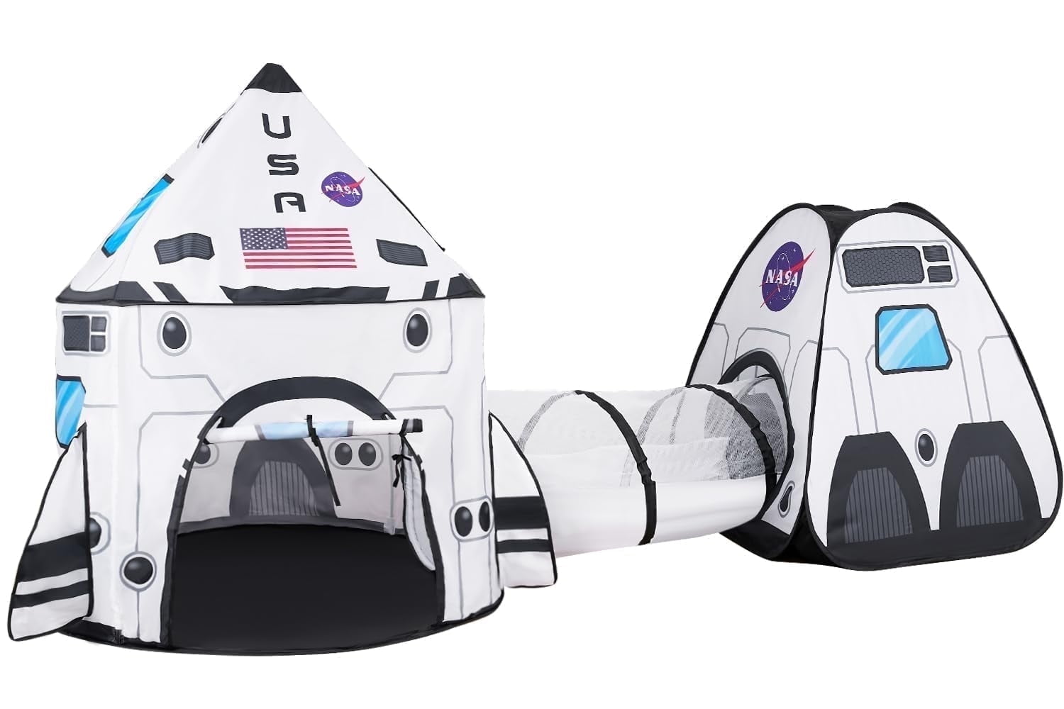 Joyfy ロケット船プレイテントセット ポップアッププレイハウス トンネル付き 3ピースプレイテント 子供用 ごっこ遊び 誕生日ギフト