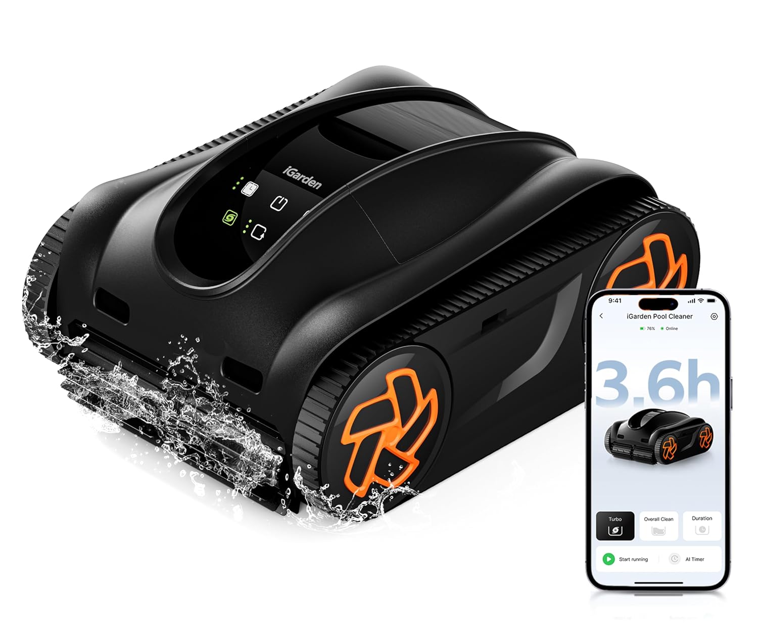 4-in-1 ロボット プール クリーナー、地下用 3.6H コードレス プール掃除機