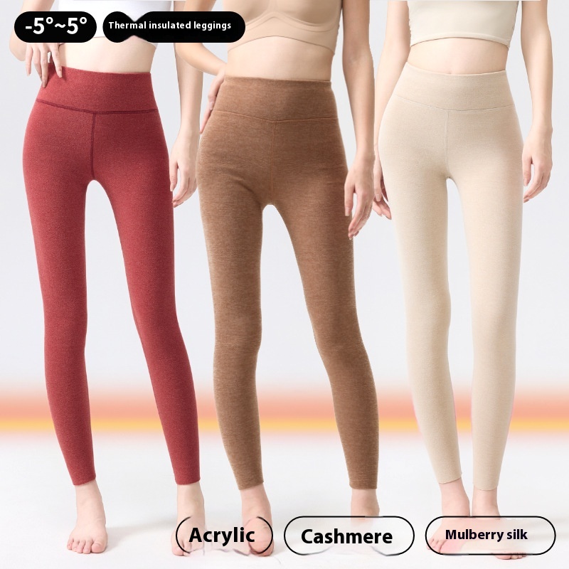 M-5XL 女性サーマルレギンス 7A 抗菌カシミヤシルク冬ハイウエスト弾性ストッキング暖かいパンツ