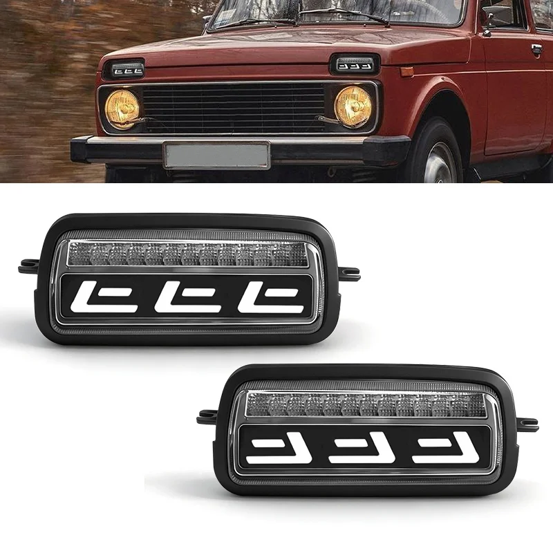 LED フロントターンシグナルライト Lada Niva 1995-DRL ヘッドライト交換用車フロントランプ Lada Niva 4X4 1995