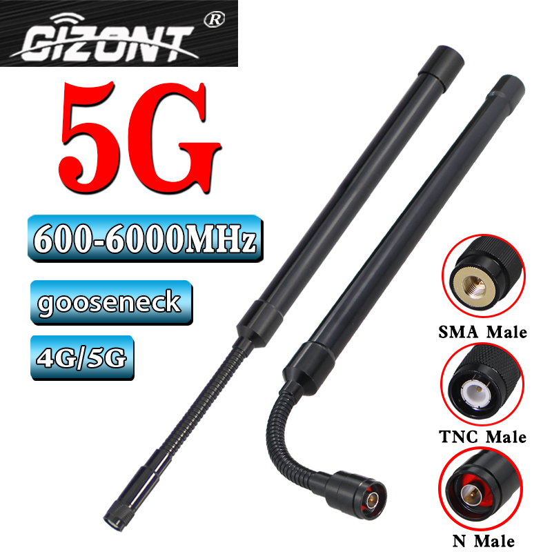 5 グラムグースネックアンテナ 600-6000MHz 4 グラム 5 グラム LTE 2.4 グラム 5.8 グラム UWB 全方向性 WIFI ルータ外部リモートアンテナ SMA TNC N オスヘッド