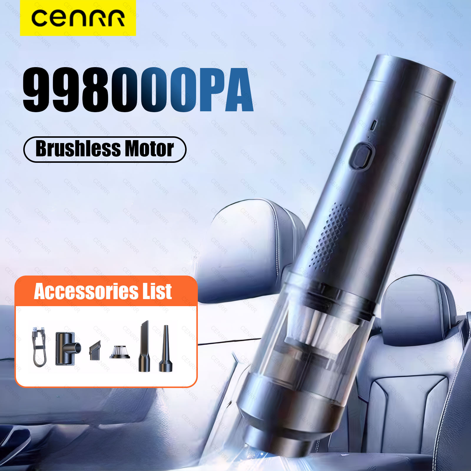 CENRR 9998000PA ミニカー掃除機強力な吸引ハンドヘルド強力なワイヤレスカークリーナーハンドヘルドポータブル掃除機