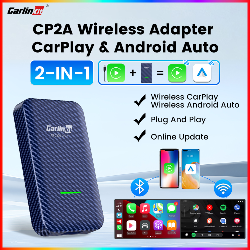 CarlinKit 4.0 2-In-1 ワイヤレスアダプターワイヤレス Android オート CarPlay 1 に 2 スマートカーボックスプラグ