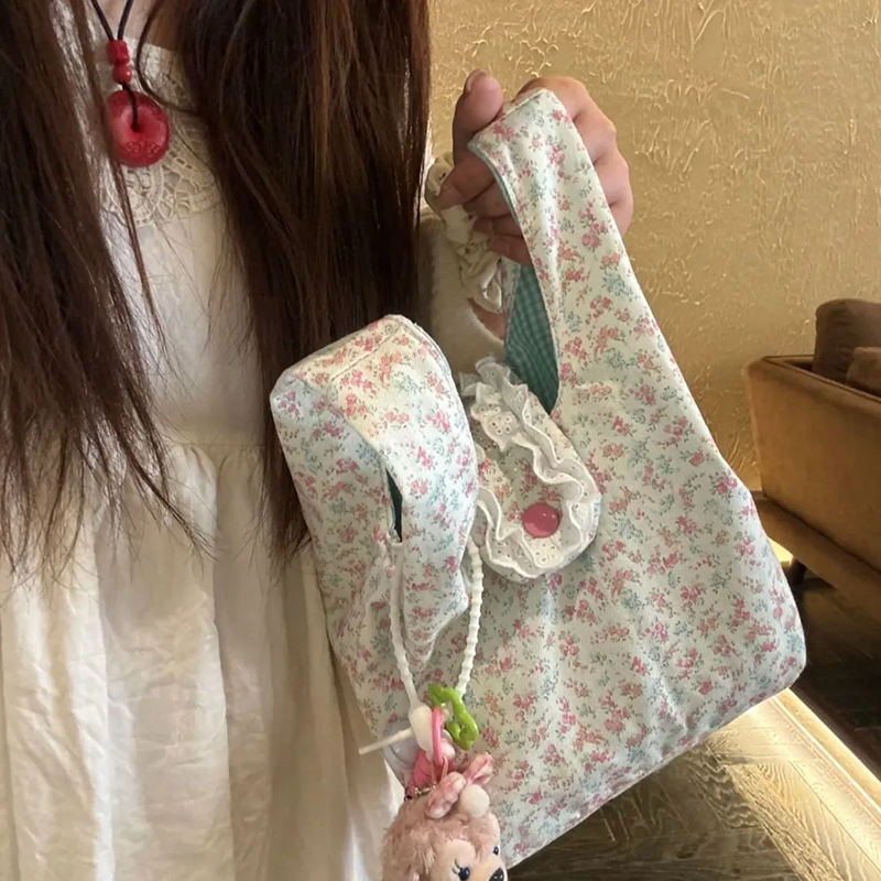 宮川花柄トップハンドルバッグ女性用新しい韓国のかわいいポータブル通勤ハンドバッグ