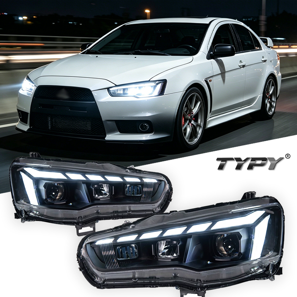 TYPY 車用三菱ランサー EX ヘッドライト EVO X 2008-2016 アップグレード変更新しい DRL ダイナミックターンシグナル LED ヘッドライト