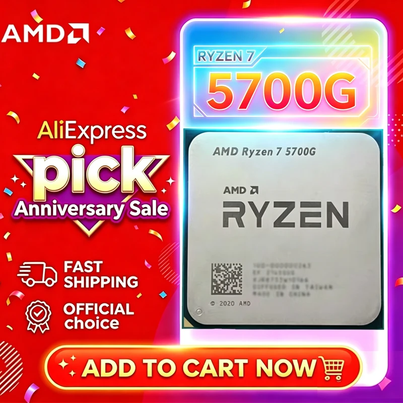 新しい AMD Ryzen 7 5700G Zen3 CPU、Radeon グラフィックス 8C16T 3.8GHz 最大 4.6GHz、16MB L3 キャッシュ ソケット AM4 リテール パッケージ