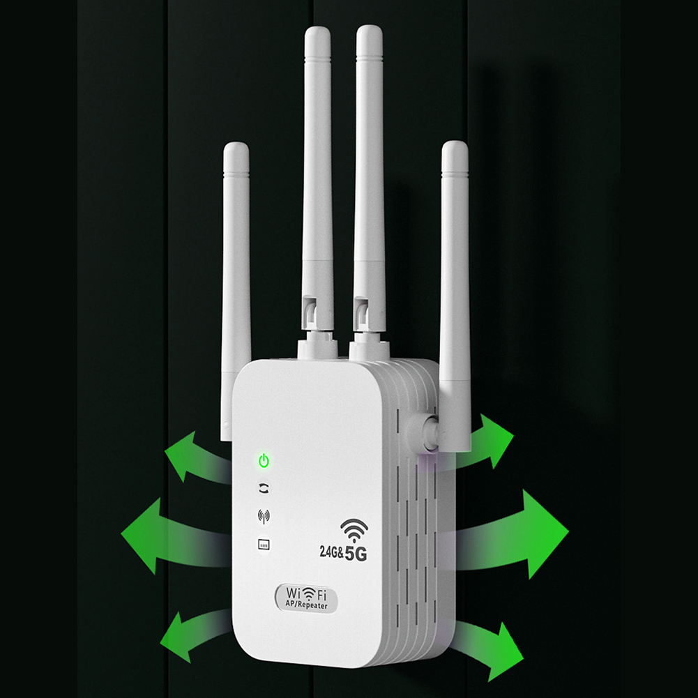 1200Mbps ワイヤレス WiFi リピーター WAN/LAN ポートデュアルバンド 2.4GHz/5GHz Wi-Fi 信号ブースター 4 アンテナ家庭用小規模オフィス用