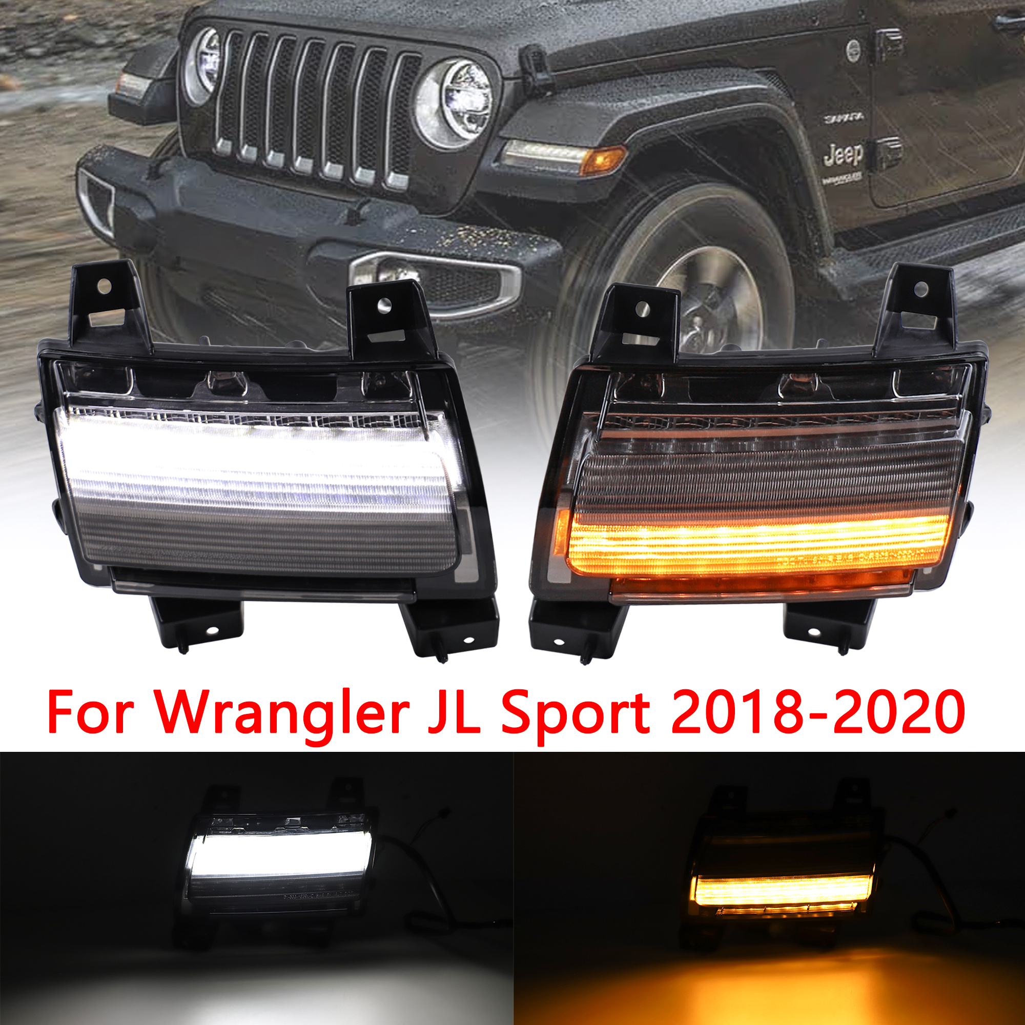 LED フェンダーターンシグナルデイタイムランニングランプ DRL ジープラングラー JL スポーツ 2018 2019 2020用