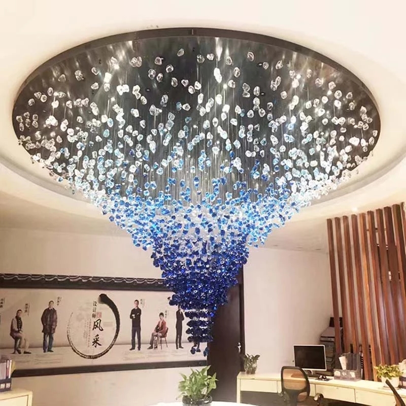 現代の石のクリスタル LED シャンデリア大階段高級天井ペンダントライト家の装飾クリスタルガラスサスペンションランプ