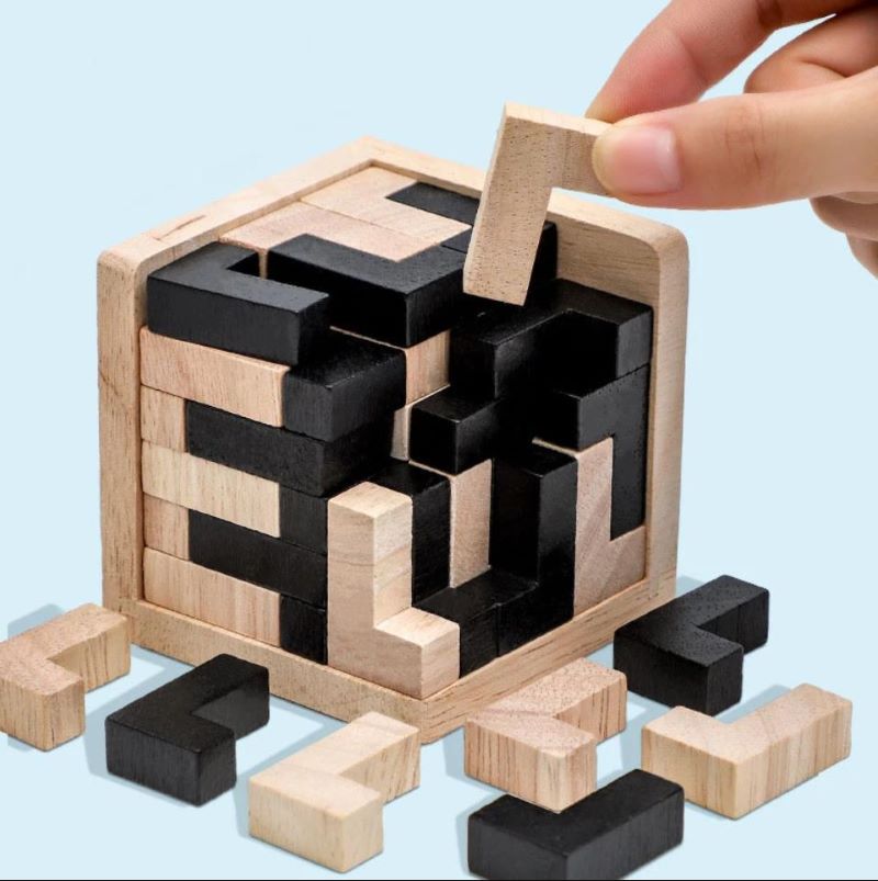 3D キューブパズル Luban 連動クリエイティブ教育木のおもちゃ脳 IQ マインド早期学習ゲームギフト子供のための手紙 54T