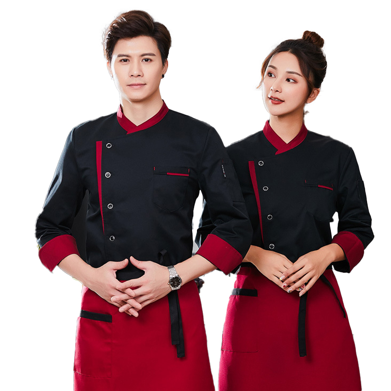 ユニセックスレストランキッチンシェフ制服シャツ半袖/長袖シェフジャケット作業服 casaca cocinero