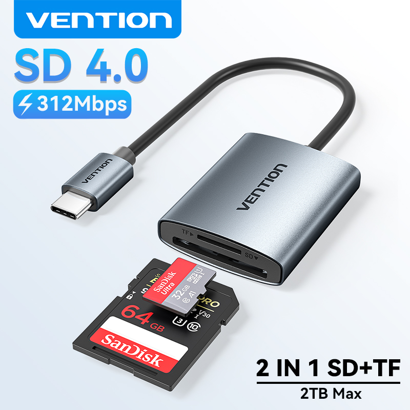 Vention SD 4.0 カードリーダー 312Mbps USB 3.0 Type C to SD Micro TF OTG メモリカードアダプター iPhone 17 MacBook ラップトップ PC Samsung 用