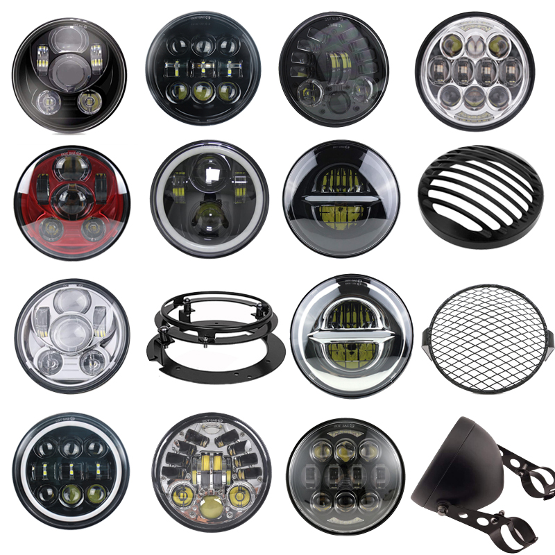 5.75" 5 3/4 inch LED Motorcycle Headlight Black For Harley Sportster 1200 XL1200L Custom XL1200C 883 XL883 883L XL883R 48