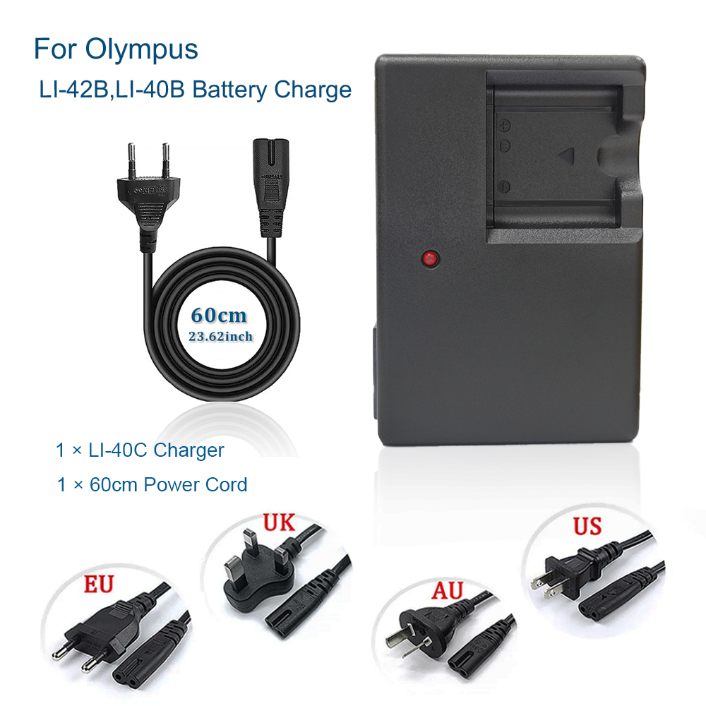 LI-40C カメラ用充電器 オリンパス LI-42B、LI-40B、LI-41C、EN-EL10、NP-45、KLIC-7006、D-LI63、CNP-80 バッテリー充電器 LI40B、LI42B
