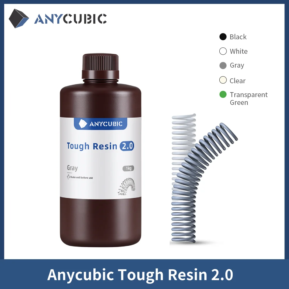 Anycubic フレキシブル UV タフレジン 2.0 高靭性、高剛性、高衝撃強度、高精度 3D プリンター用樹脂
