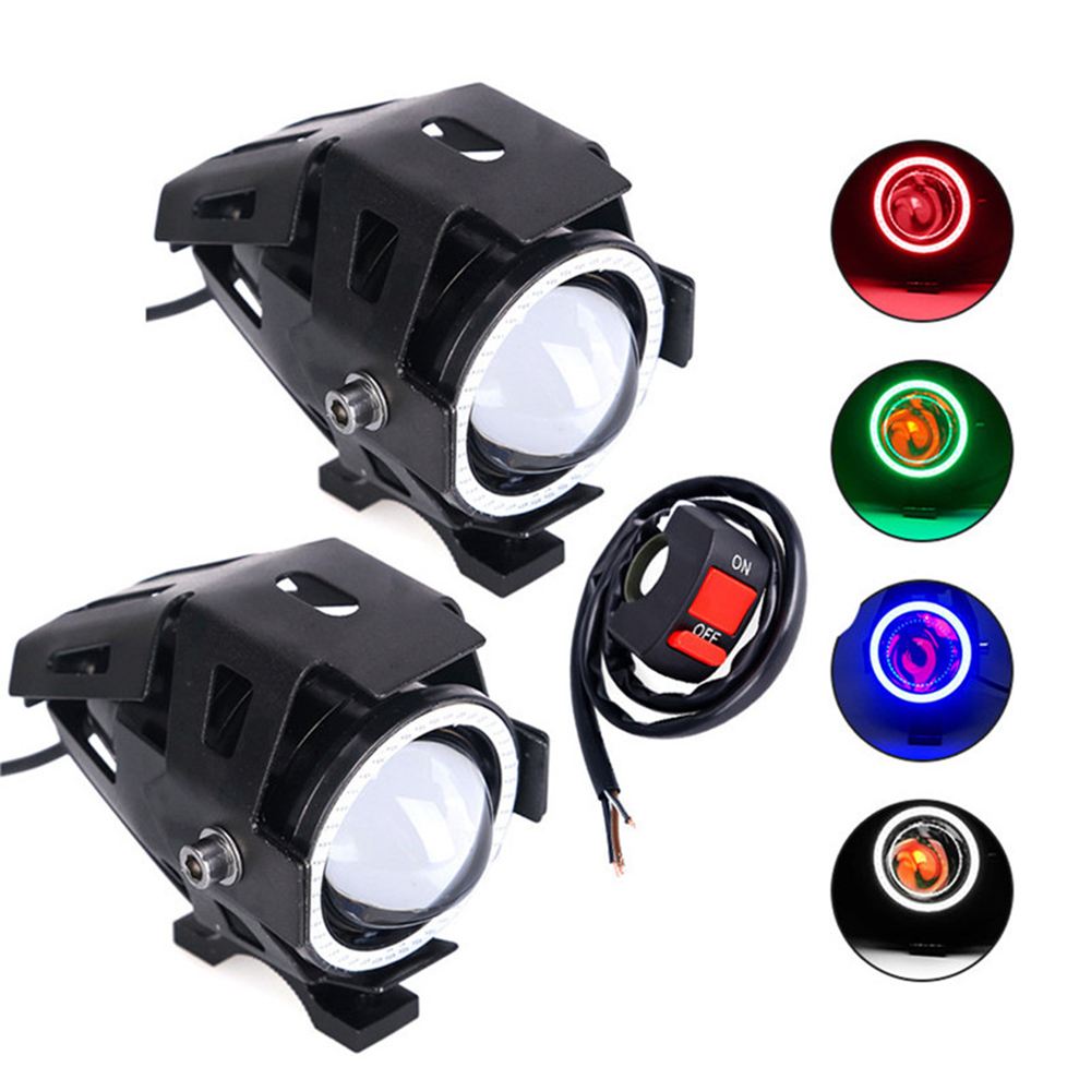 LED エンジェルアイオートバイヘッドライト補助ドライビングランプミニ LED 懐中電灯バイクフロントスポットライト ATV スクーターアクセサリー