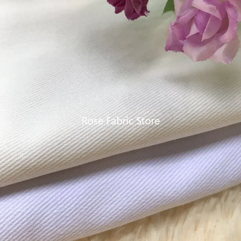 1 メートル綿 100% ホワイトジーンズ縫製ジャケットパンツ DIY 衣服材料ソフトツイル環境に優しい組織生地 Vestidos