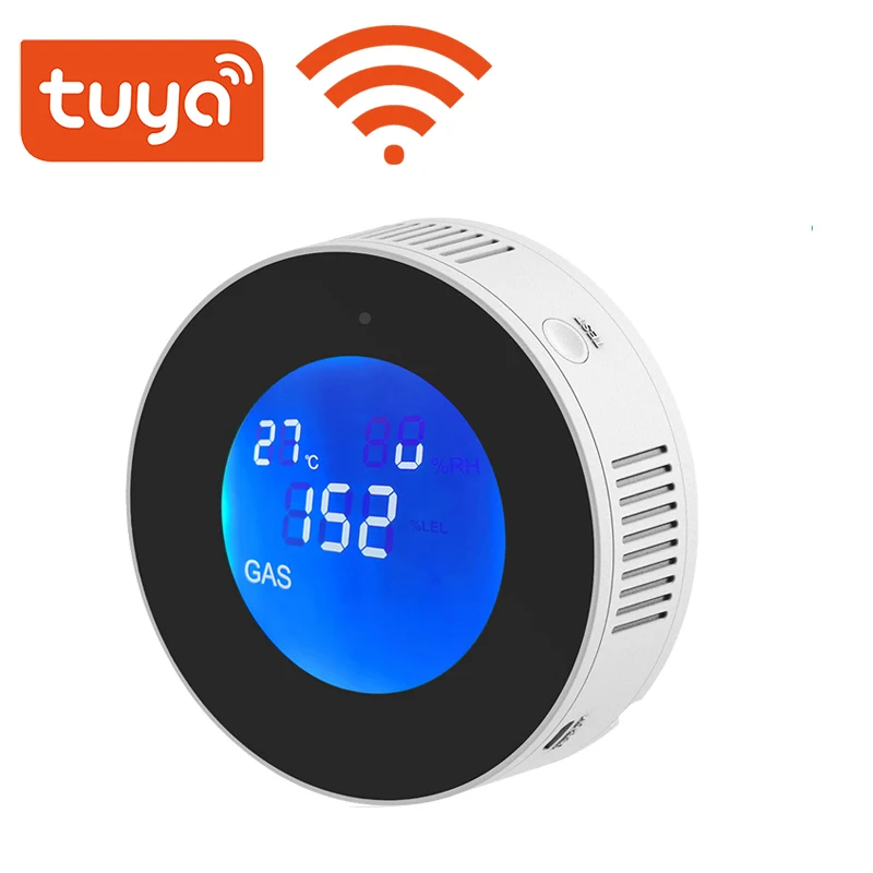 Tuya Wifi スマート天然ガス警報センサー 可燃性ガス漏れ検知器 LCD ディスプレイ スマート ライフ アプリ メッセージ プッシュ 内蔵スピーカー