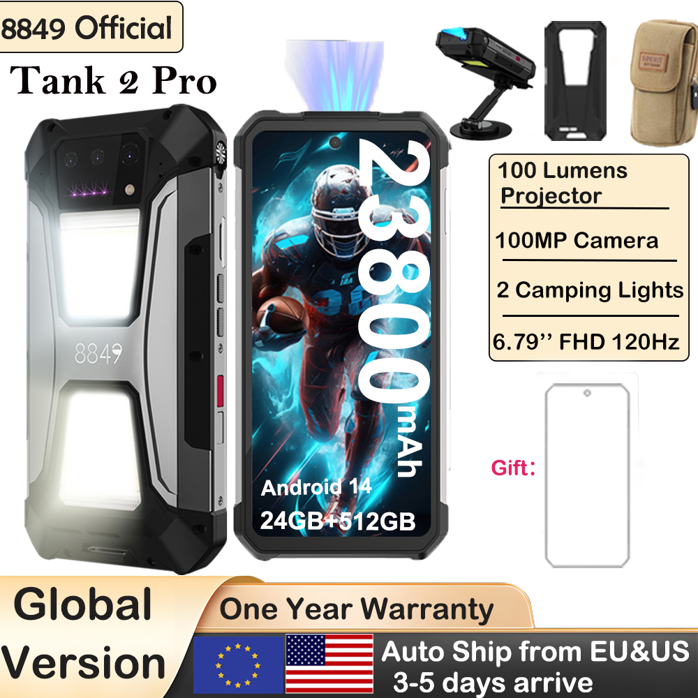 8849 タンク 2 プロ プロジェクター頑丈なスマートフォン Android 2.4K 24GB 512GB 100MP カメラ 23800mAh 120W デュアル Sim OTG 電話