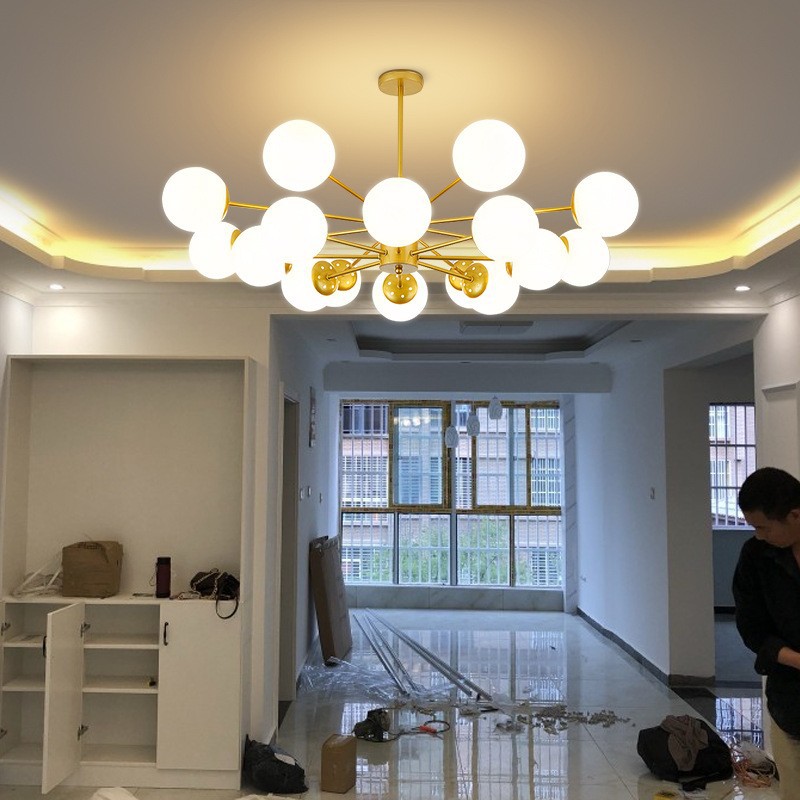 現代のガラス LED シャンデリア照明天井シャンデリアライトダイニングリビングルーム寝室キッチン屋内光沢器具ランプ
