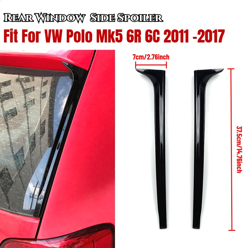 VW フォルクスワーゲン ポロ Mk5 6R 6C 2011 2012 2013 2014 2015 2016 2017 リアウィンドウフィン成形サイドスポイラーウイングトリム