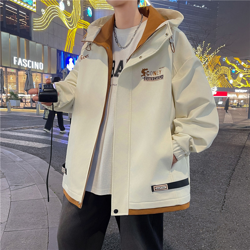 カジュアルフード付きジャケット 2026 春秋メンズ屋外ルーズ防風カーゴコート若者ストリートプラスサイズ M-4XL トップ衣類